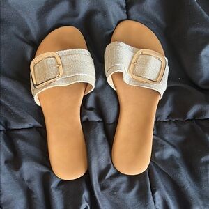 Elegant Cream Slide Sandals